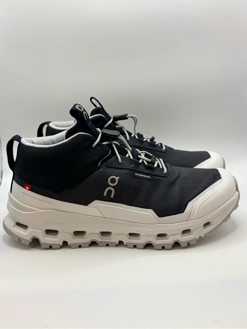 On Cloud Cloudhero Mid Black and White Waterproof Trail Mid Sneakers